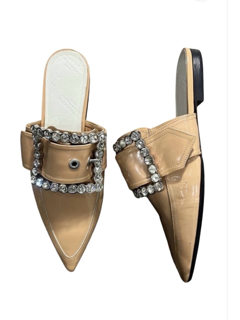 Maison Martin Margiela crystal embellish Pointed Toe Slide - Nude